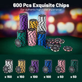 600 片扑克筹码套装 14 克 Claytec 筹码带便携包 - 黑色 600-Piece Poker Chip Set 14 Gram Claytec Chips with Carrying Case-Black