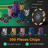 14 克扑克筹码 300 枚赌场扑克筹码套装 - 黑色 14 Gram Poker Chips 300 Pieces Casino Poker Chip Set-Black