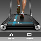 2.25HP二合一折叠跑步机带APP音箱遥控-银色 2.25HP 2 in 1 Folding Treadmill with APP Speaker Remote Control-Silver