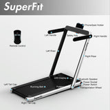 2.25HP二合一折叠跑步机带APP音箱遥控-银色 2.25HP 2 in 1 Folding Treadmill with APP Speaker Remote Control-Silver