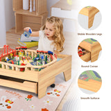 儿童木制铁路套装桌带 100 个储物抽屉 Children's Wooden Railway Set Table with 100 Pieces Storage Drawers