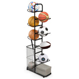 金属篮球架，带 7 个可拆卸挂杆和侧球篮 Metal Basketball Holder with 7 Removable Hanging Rods and Side Ball Basket