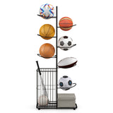 金属篮球架，带 7 个可拆卸挂杆和侧球篮 Metal Basketball Holder with 7 Removable Hanging Rods and Side Ball Basket