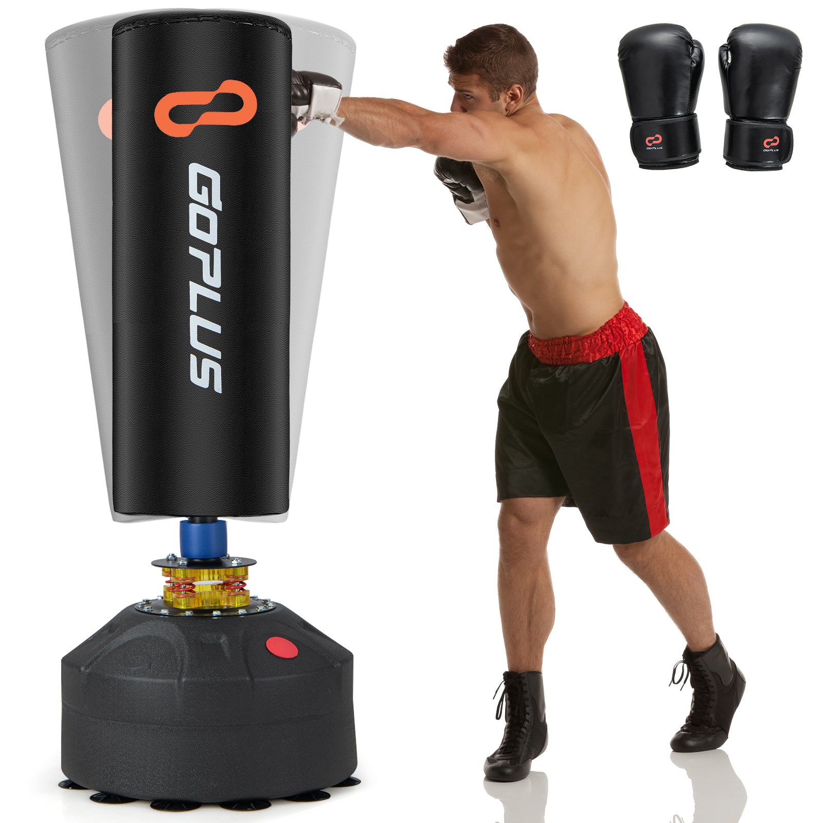 带支架和吸盘底座的独立式沙袋跆拳道袋 Freestanding Punching Bag Kickboxing Bag with Stand and Suction Cup Base