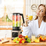 1500W 5 速台面冰沙搅拌机，带 5 个预设和 68 盎司 Tritan 罐-银色 1500W 5-Speed Countertop Smoothie Blender with 5 Presets and 68oz Tritan Jar-Silver