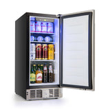 带可调恒温器和不锈钢门的紧凑型冰箱 - 银色 Compact Refrigerator with Adjustable Thermostat and Stainless Steel Door-Silver