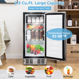 带可调恒温器和不锈钢门的紧凑型冰箱 - 银色 Compact Refrigerator with Adjustable Thermostat and Stainless Steel Door-Silver