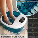 家用泡泡电动按摩滚轮足疗浴缸-蓝色 Foot Spa Tub with Bubbles and Electric Massage Rollers for Home Use-Blue