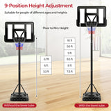 9位可调高度的便携式篮球框 Portable Basketball Hoop with 9-Position Adjustable Height