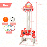 三合一儿童篮球框可调节高度带球玩具套装-红色 3-in-1 Basketball Hoop for Kids Adjustable Height Playset with Balls-Red