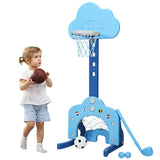 三合一儿童篮球框套装（带球）-蓝色 3-in-1 Kids Basketball Hoop Set with Balls-Blue