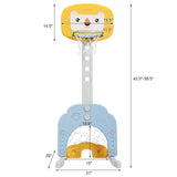 三合一可调节儿童篮球框运动套装-黄色 3-in-1 Adjustable Kids Basketball Hoop Sports Set-Yellow