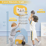 三合一可调节儿童篮球框运动套装-黄色 3-in-1 Adjustable Kids Basketball Hoop Sports Set-Yellow