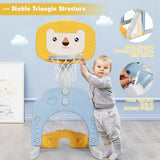 三合一可调节儿童篮球框运动套装-黄色 3-in-1 Adjustable Kids Basketball Hoop Sports Set-Yellow