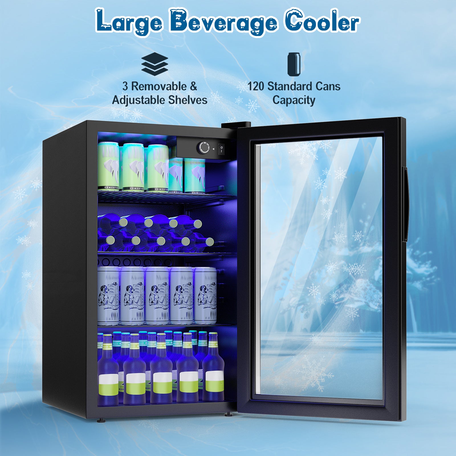 120罐玻璃门饮料迷你冰箱 120 Can Beverage Mini Refrigerator with Glass Door