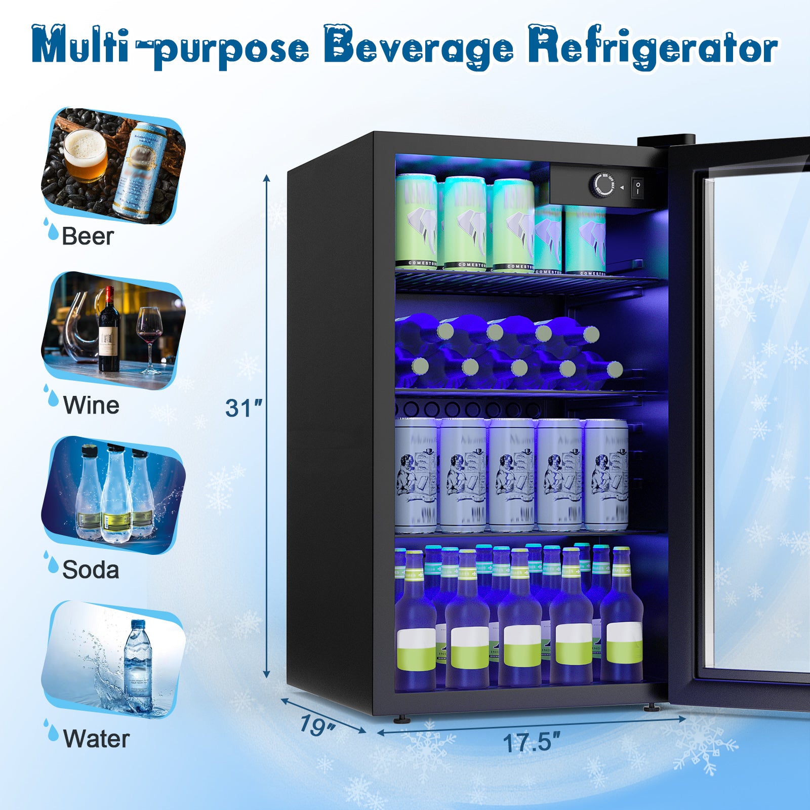 120罐玻璃门饮料迷你冰箱 120 Can Beverage Mini Refrigerator with Glass Door