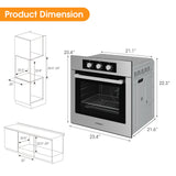 24 英寸单壁烤箱 2.47 立方英尺，带 5 种烹饪模式-银色 24 Inch Single Wall Oven 2.47Cu.ft with 5 Cooking Modes-Silver