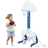 三合一儿童篮球框套装（带球）-白色 3-in-1 Kids Basketball Hoop Set with Balls-White