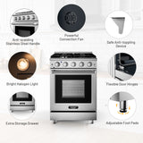 24 英寸独立式天然气灶，带 4 个燃烧器炉灶 24 Inches Freestanding Natural Gas Range with 4 Burners Cooktop