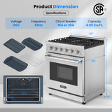 30 英寸 120V 天然气灶，带 5 个燃烧器炉灶 30 Inches 120V Natural Gas Range with 5 Burners Cooktop