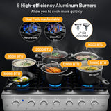 36 英寸独立式天然气灶，带 6 个燃烧器炉灶 36 Inches Freestanding Natural Gas Range with 6 Burners Cooktop