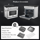 36 英寸独立式天然气灶，带 6 个燃烧器炉灶 36 Inches Freestanding Natural Gas Range with 6 Burners Cooktop