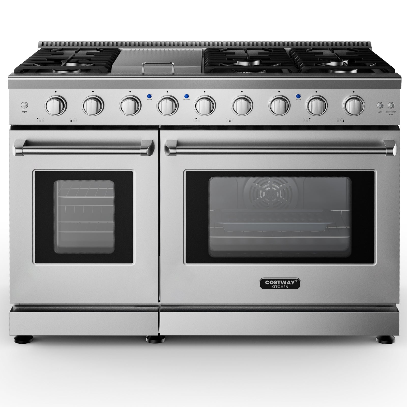 48 英寸独立式天然气灶，带 7 个燃烧器炉灶 48 Inches Freestanding Natural Gas Range with 7 Burners Cooktop