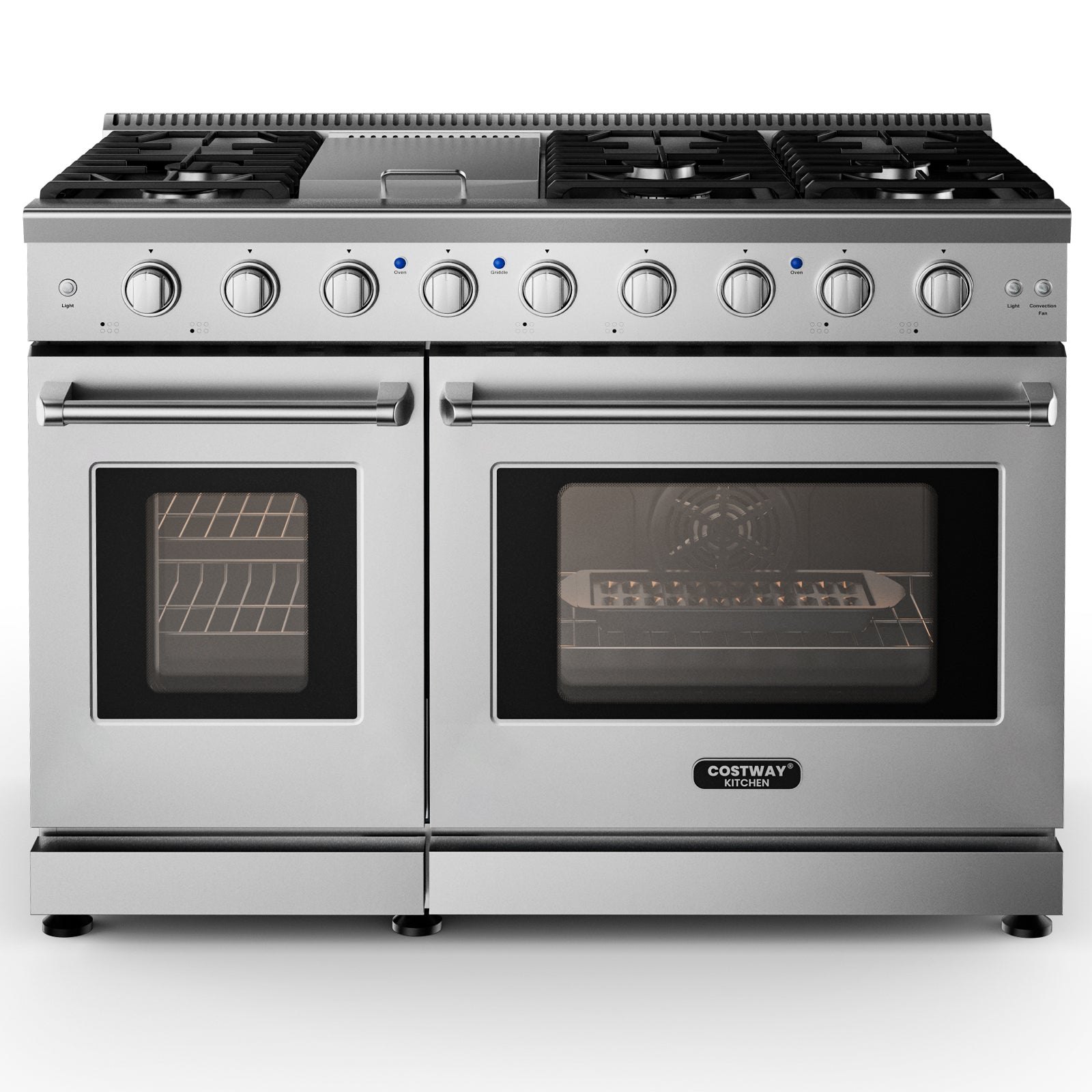 48 英寸独立式天然气灶，带 7 个燃烧器炉灶 48 Inches Freestanding Natural Gas Range with 7 Burners Cooktop