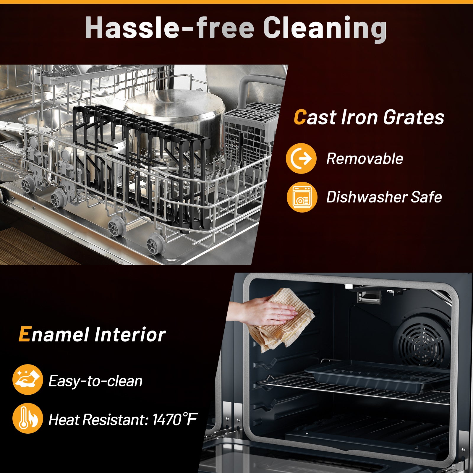 48 英寸独立式天然气灶，带 7 个燃烧器炉灶 48 Inches Freestanding Natural Gas Range with 7 Burners Cooktop