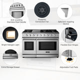 48 英寸独立式天然气灶，带 7 个燃烧器炉灶 48 Inches Freestanding Natural Gas Range with 7 Burners Cooktop
