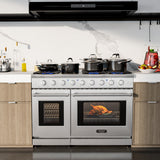 48 英寸独立式天然气灶，带 7 个燃烧器炉灶 48 Inches Freestanding Natural Gas Range with 7 Burners Cooktop
