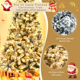 预亮优质雪植绒铰链人造圣诞树 - 7.5 英尺 Pre-Lit Premium Snow Flocked Hinged Artificial Christmas Tree-7.5 ft