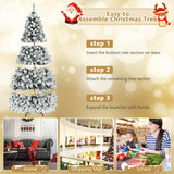 预亮优质雪植绒铰链人造圣诞树 - 7.5 英尺 Pre-Lit Premium Snow Flocked Hinged Artificial Christmas Tree-7.5 ft