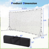 12 x 6 英尺足球篮板网，带全天候网 - 白色 12 x 6 Feet Soccer Rebounder Net with All Weather Net-White