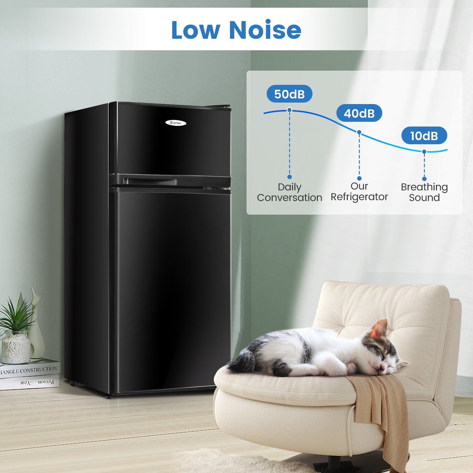 2门冷轧板紧凑型冰箱-黑色 2 Doors Cold-rolled Sheet Compact Refrigerator-Black