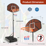 篮球框 5.6-6.5 英尺，高度可调节，适合儿童，带防碎篮板 Basketball Hoop 5.6-6.5 FT Height Adjustable for Kids with Shatterproof Backboard