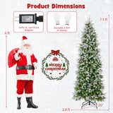 6/7.5/9 英尺预亮人造圣诞树雪植铰链 - 7.5 英尺 6/7.5/9 Feet Pre-Lit Artificial Christmas Tree Snow Flocked Hinged-7.5 Feet