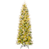 6/7.5/9 英尺预亮人造圣诞树雪植铰链 - 7.5 英尺 6/7.5/9 Feet Pre-Lit Artificial Christmas Tree Snow Flocked Hinged-7.5 Feet