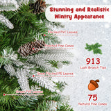 6/7.5/9 英尺预亮人造圣诞树雪植铰链 - 7.5 英尺 6/7.5/9 Feet Pre-Lit Artificial Christmas Tree Snow Flocked Hinged-7.5 Feet