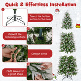 6/7.5/9 英尺预亮人造圣诞树雪植铰链 - 7.5 英尺 6/7.5/9 Feet Pre-Lit Artificial Christmas Tree Snow Flocked Hinged-7.5 Feet