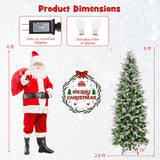 6/7.5/9 英尺预亮人造圣诞树雪植铰链 - 6 英尺 6/7.5/9 Feet Pre-Lit Artificial Christmas Tree Snow Flocked Hinged-6 ft