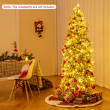 6/7.5/9 英尺预亮人造圣诞树雪植铰链 - 6 英尺 6/7.5/9 Feet Pre-Lit Artificial Christmas Tree Snow Flocked Hinged-6 ft