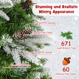 6/7.5/9 英尺预亮人造圣诞树雪植铰链 - 6 英尺 6/7.5/9 Feet Pre-Lit Artificial Christmas Tree Snow Flocked Hinged-6 ft