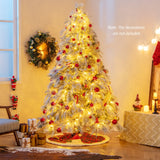7 英尺预亮雪植绒圣诞树，带暖白色 LED 灯 - 7 英尺 7 Feet Pre-Lit Snow Flocked Christmas Tree with Warm White LED Lights-7 ft