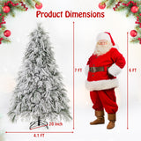7 英尺预亮雪植绒圣诞树，带暖白色 LED 灯 - 7 英尺 7 Feet Pre-Lit Snow Flocked Christmas Tree with Warm White LED Lights-7 ft