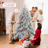 6 英尺预亮雪植绒圣诞树，带暖白色 LED 灯 - 6 英尺 6 Feet Pre-Lit Snow Flocked Christmas Tree with Warm White LED Lights-6 ft