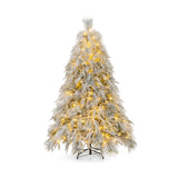 6 英尺预亮雪植绒圣诞树，带暖白色 LED 灯 - 6 英尺 6 Feet Pre-Lit Snow Flocked Christmas Tree with Warm White LED Lights-6 ft