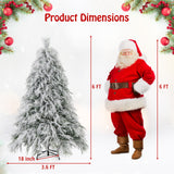 6 英尺预亮雪植绒圣诞树，带暖白色 LED 灯 - 6 英尺 6 Feet Pre-Lit Snow Flocked Christmas Tree with Warm White LED Lights-6 ft