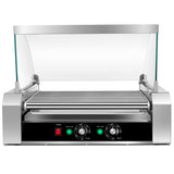 不锈钢商用 11 滚筒烧烤机和 30 热狗炊具机 Stainless Steel Commercial 11 Roller Grill and 30 Hot Dog Cooker Machine