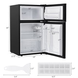 3.2 立方英尺紧凑型不锈钢冰箱 - 黑色 3.2 cu ft. Compact Stainless Steel Refrigerator-Black